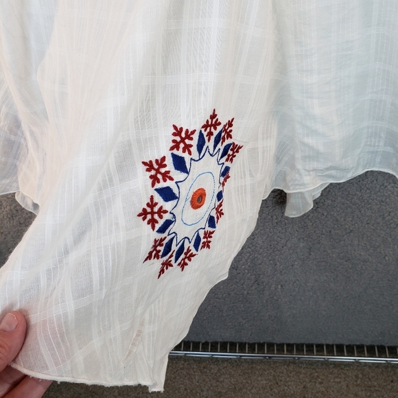 Area Star Maria Checked & Embroidered Asymmetrical Pull Over Cotton Dress Sz L - Picture 7 of 16